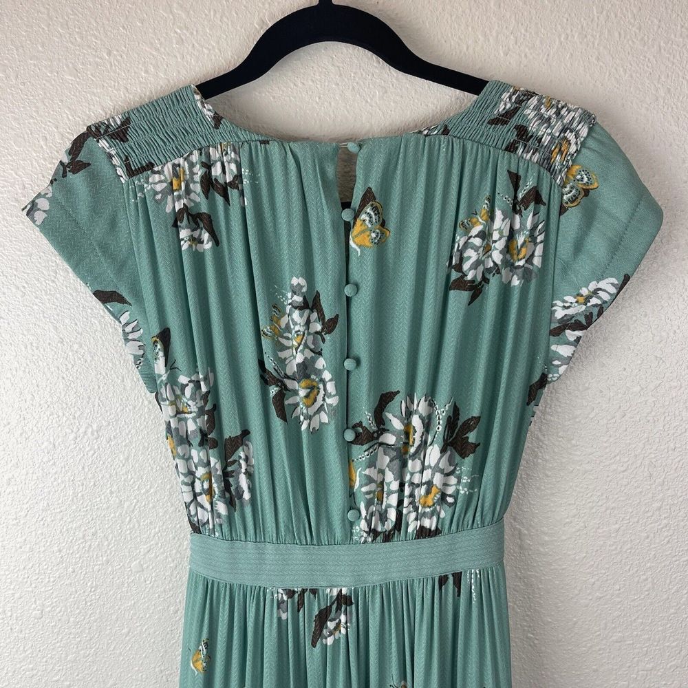 Free People All I Got Maxi Dress Torquiose Floral Womens Size 0 Floral Tie Waist - Picture 11 of 14